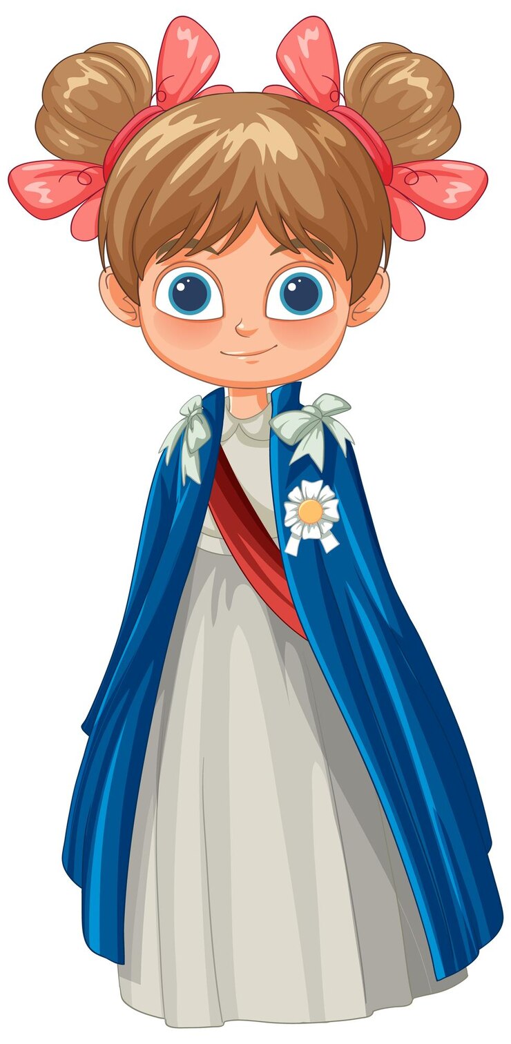 Free Vector cute cartoon girl in festive attire