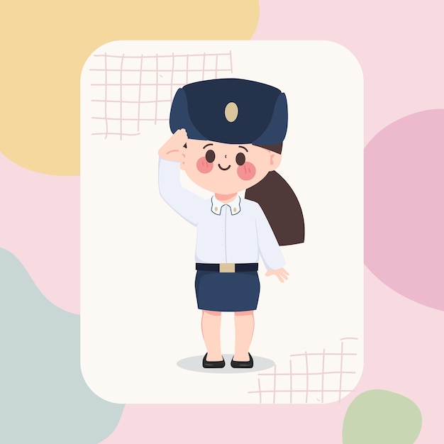 Cute cartoon hand drawn air force military job character set.