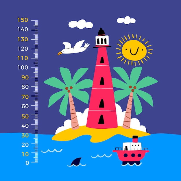 Free vector cute cartoon height meter for children