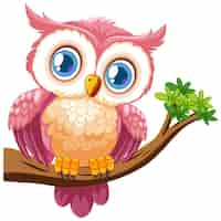 Free vector cute cartoon owl on a branch