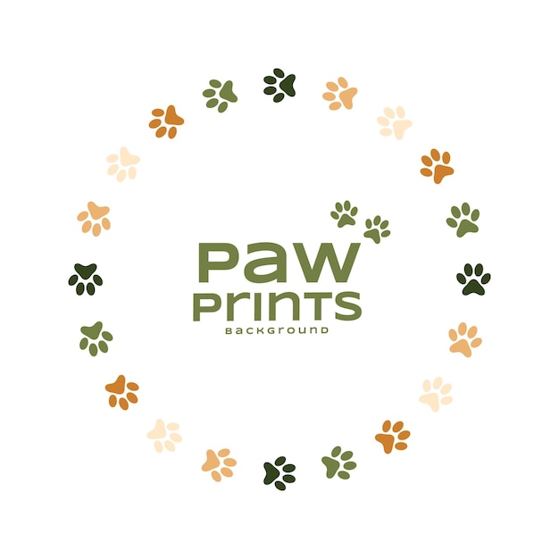 Cute cartoon paw print background for wildlife adventure