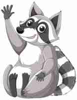 Free vector cute cartoon raccoon sitting on white background