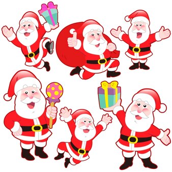 Premium Vector | Cute cartoon santa claus collection.