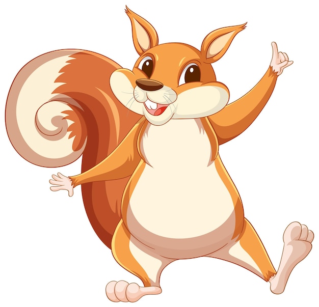 Vettore gratuito scoiattolo simpatico cartone animato in piedi su sfondo bianco