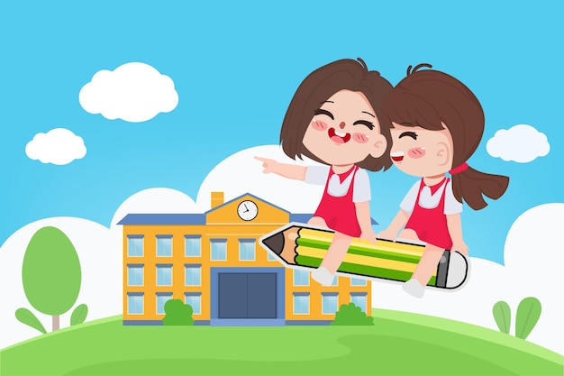 Free vector cute cartoon student back to school concept background