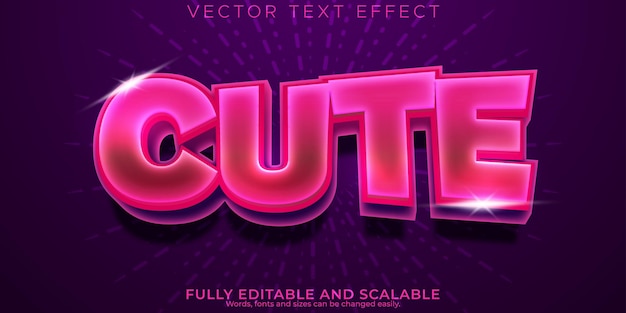 Free vector cute cartoon text effect editable light and soft text style