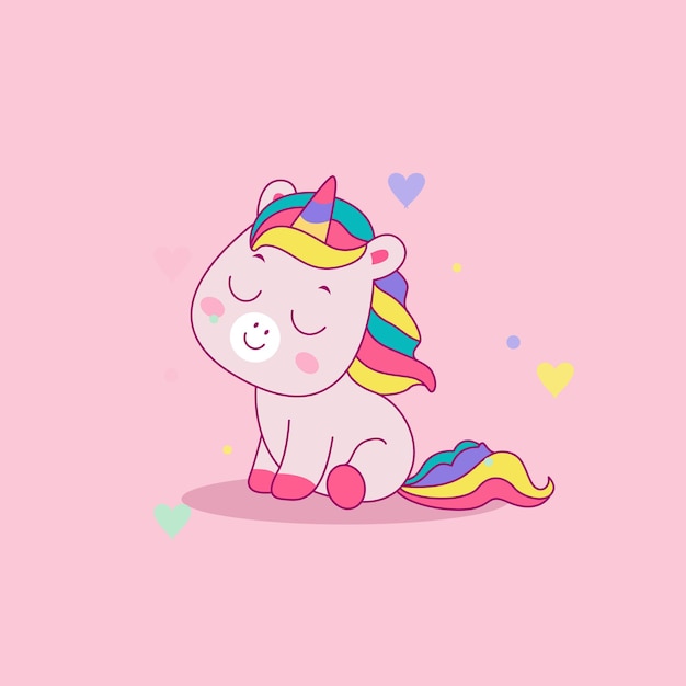 Free vector cute cartoon unicorn   illustration