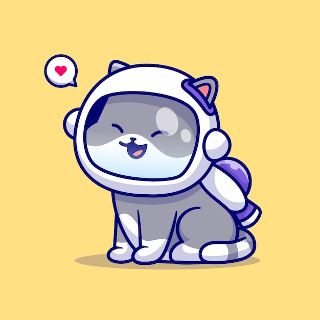 Cute Cat Astronaut Sitting Cartoon Vector Icon Illustration Animal Science Icon Concept Isolated