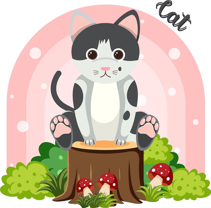 मुफ़्त वेक्टर cute cat in cartoon flat style