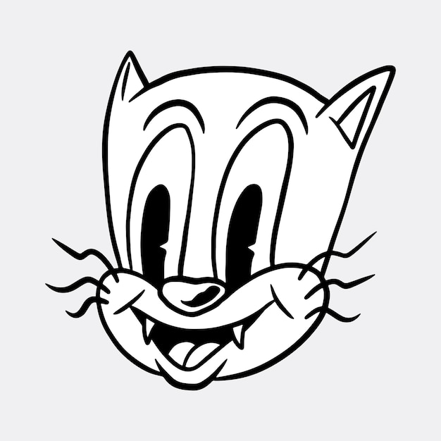 Adesivo simpatico cartone animato gatto su sfondo grigio vettoriale