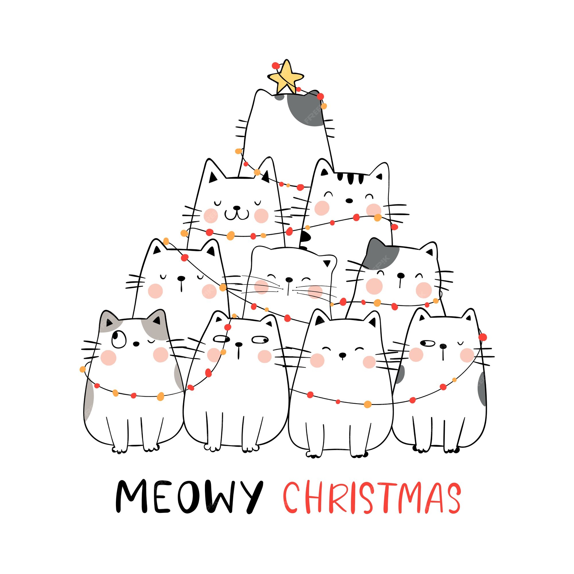 Premium Vector Cute cat christmas tree