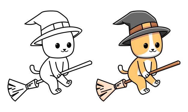 Download Premium Vector | Cat santa claus coloring page for kids