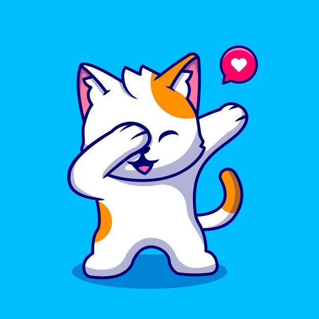 Cute Cat Dabbing Cartoon   Icon Illustration. Animal Nature Icon   Isolated    . Flat Cartoon Style