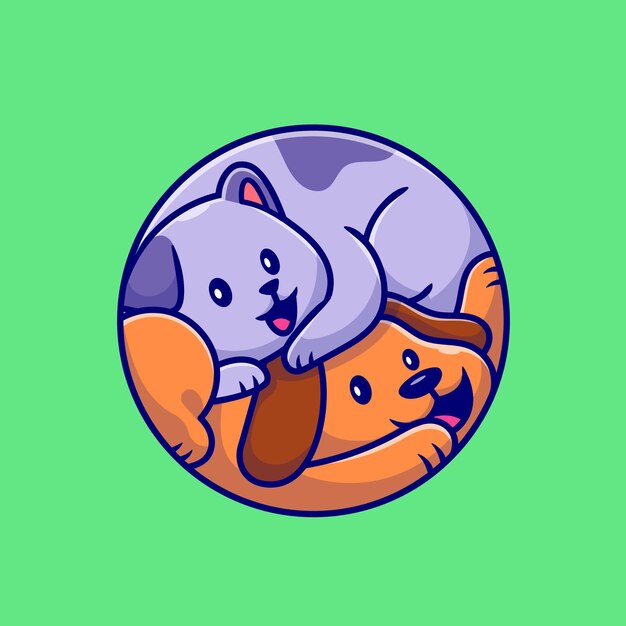 Милый кот и собака иллюстрации шаржа