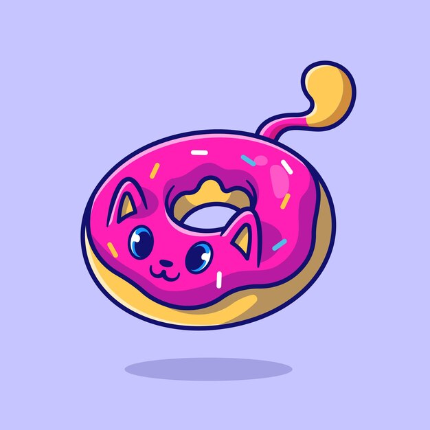 Cute Cat Doughnut Cartoon Illustration