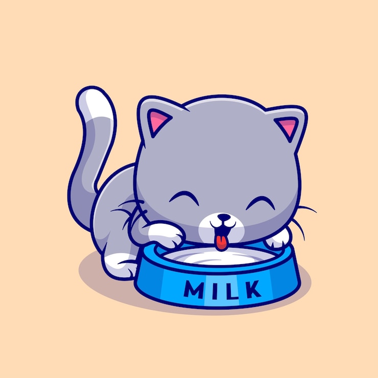 Free Vector cute cat drink milk cartoon vector icon illustration animal drink icon concept isolated premium