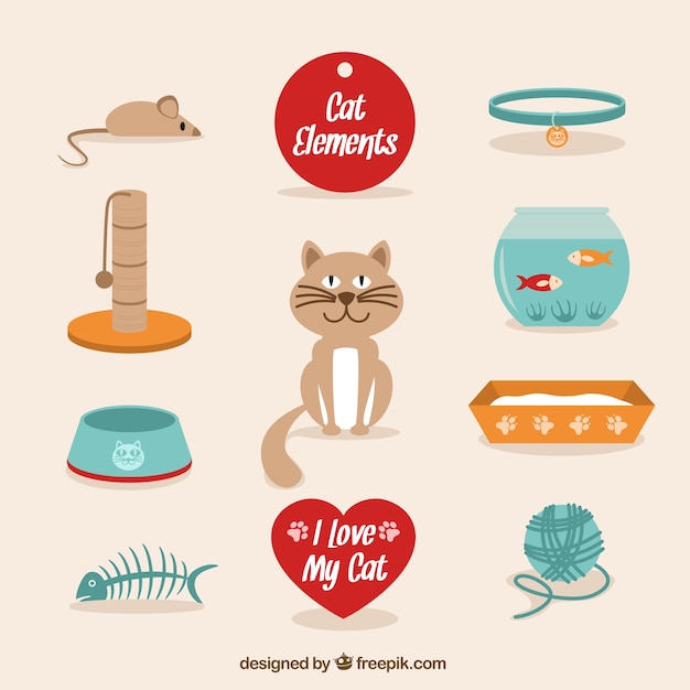 Free vector cute cat elements pack