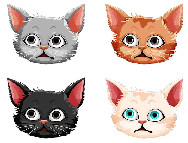 Free vector cute cat face cartoon character