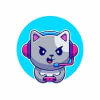 Free vector cute cat gaming cartoon