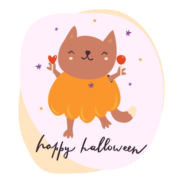 Милый кот с хэллоуином