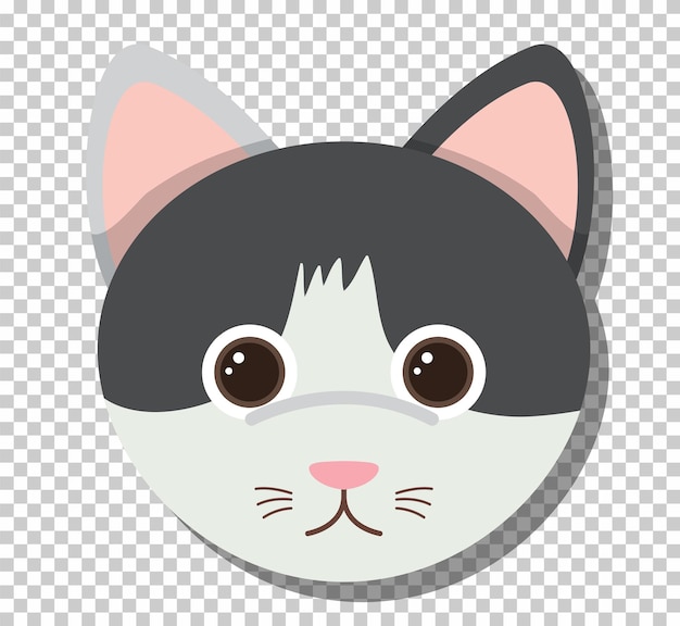 Cute cat head in flat cartoon style