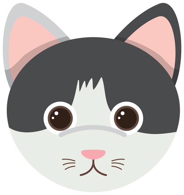 Cute cat head in flat style