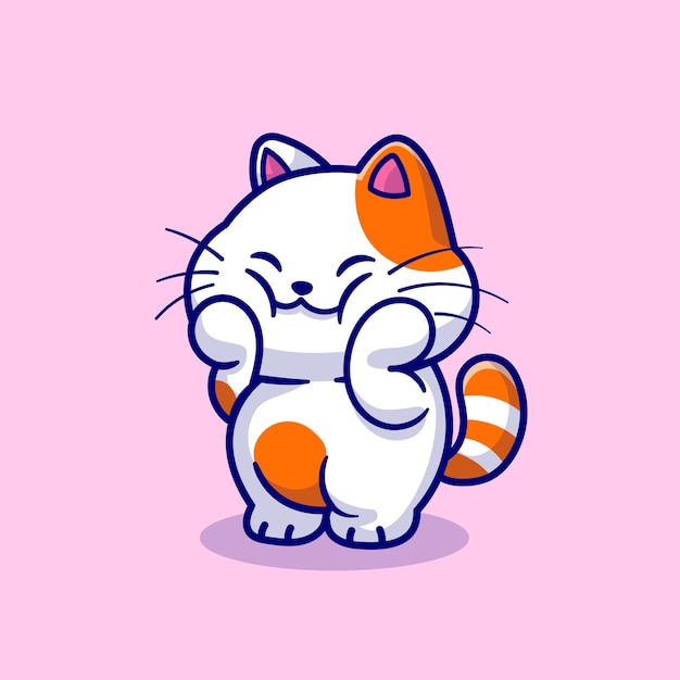 Cute Cat Holding Cheek Cartoon Vector Icon Illustration Animal Nature Icon Concept Isolated Premium