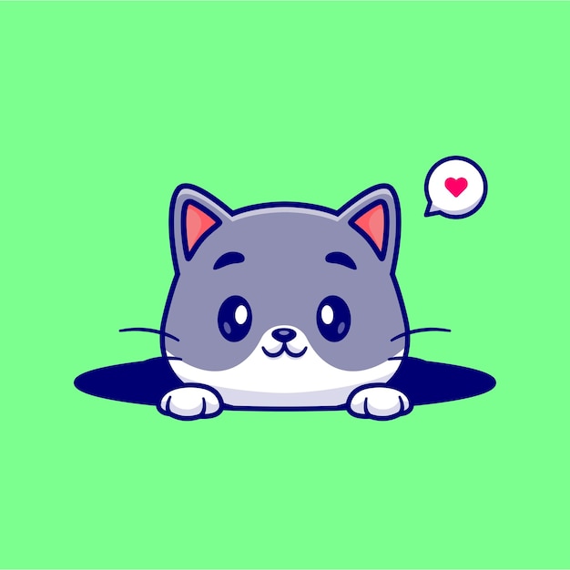 無料ベクター 穴のかわいい猫漫画ベクトルアイコンイラスト。動物の性質のアイコンの概念は、プレミアムベクトルを分離しました。フラット漫画スタイル