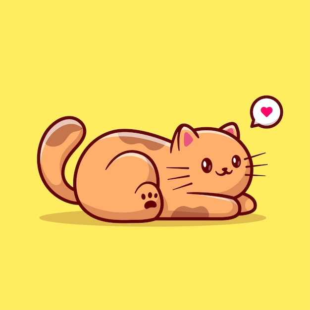 Free vector cute cat laying down on the floor cartoon vector icon illustration animal nature icon isolated