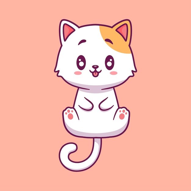 無料ベクター かわいい猫再生漫画ベクトル アイコン イラスト動物自然アイコン コンセプト分離フラット ベクトル