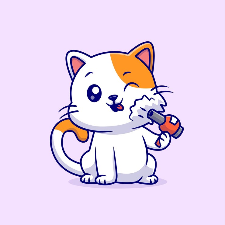 Free Vector cute cat playing hair dryer cartoon vector icon illustration animal technology icon isolated flat