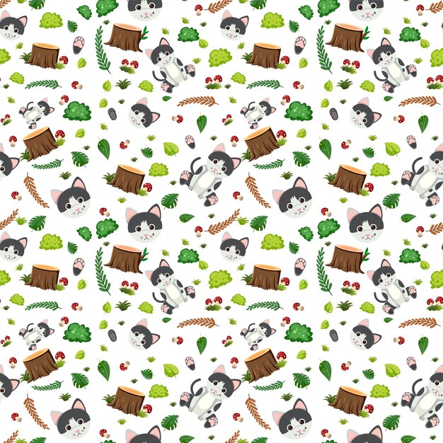 Cute cat seamless pattern