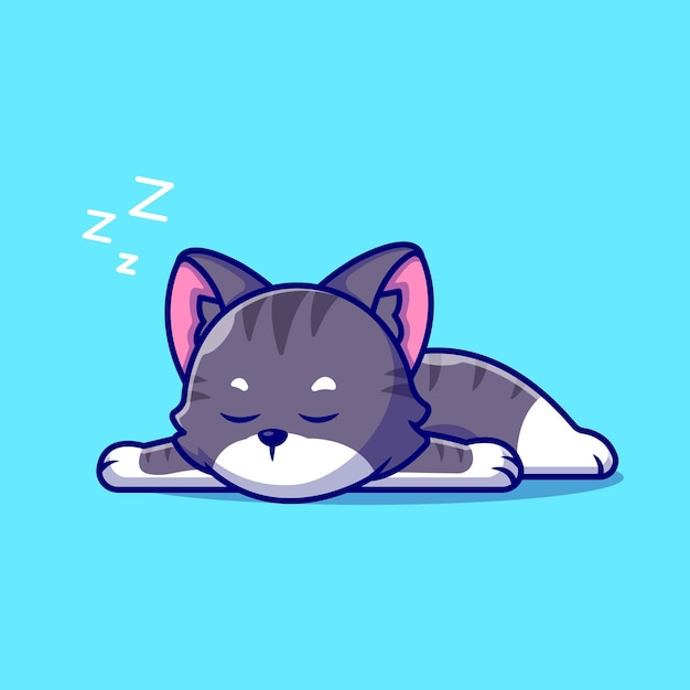 無料ベクター かわいい猫の睡眠漫画アイコンイラスト。