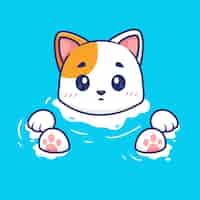 Free vector cute cat soaking in water cartoon vector icon illustration animal holiday isolated flat vector