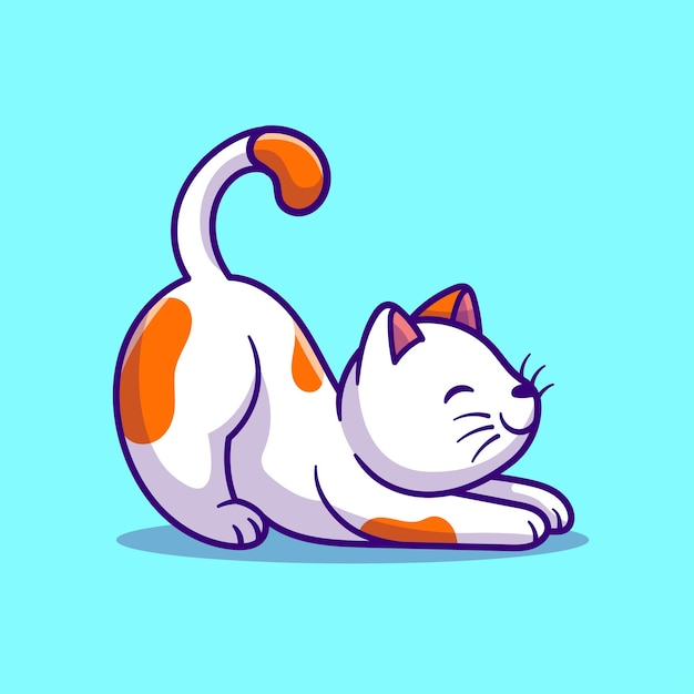 Free vector cute cat stretching cartoon vector icon illustration animal nature icon concept isolated flat