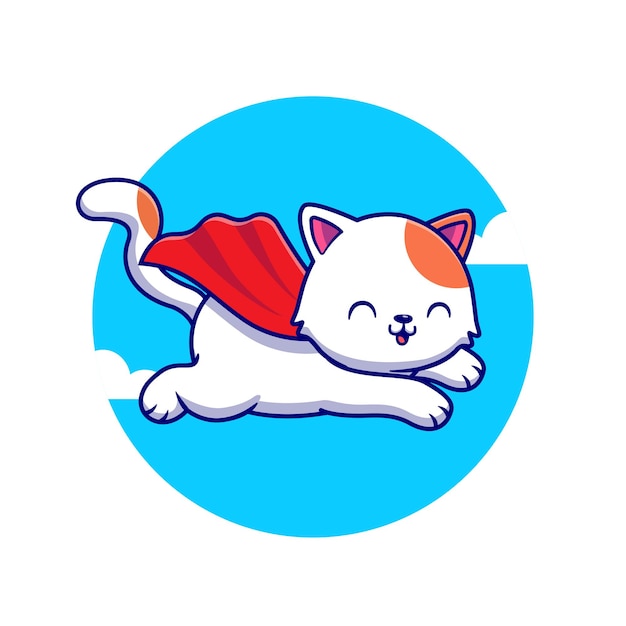 Бесплатное векторное изображение Милый кот супер герой полет