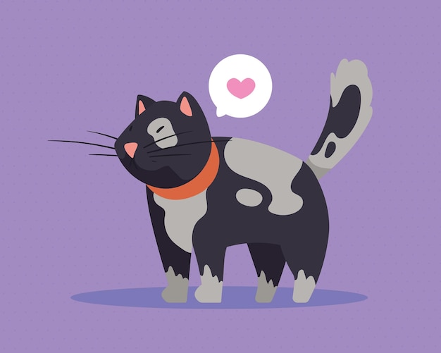 Free vector cute cat thinking in love