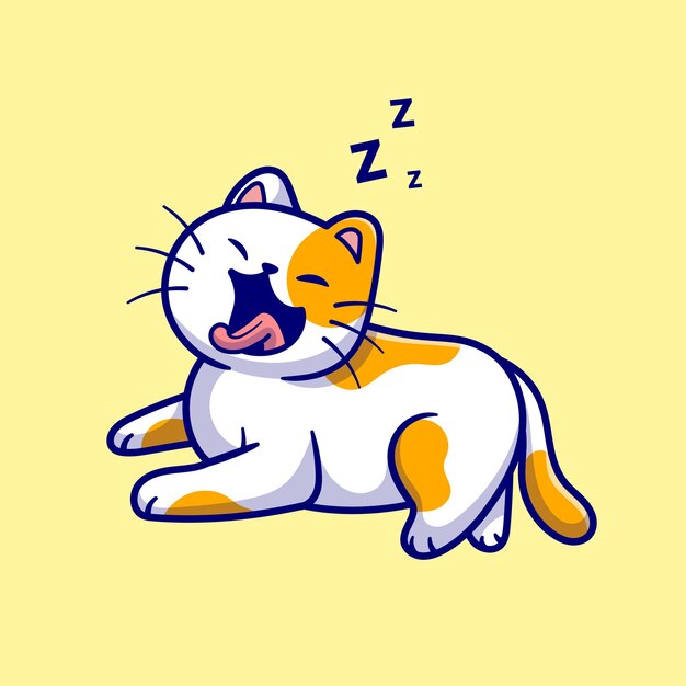 Cute Cat Yawning Cartoon Vector Icon Illustration Animal Nature Icon Concept Isolated Premium Flat