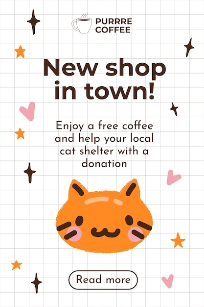 無料ベクター かわいい猫のコーヒーショップのブロググラフィック