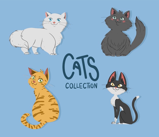 Free vector cute cats collection