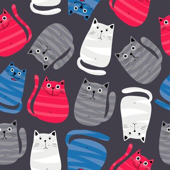 Симпатичные кошки красочный бесшовный фон фон