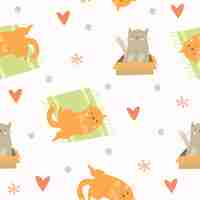 Free vector cute cats pattern