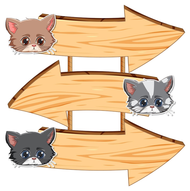 Free Vector cute cats with directional arrows