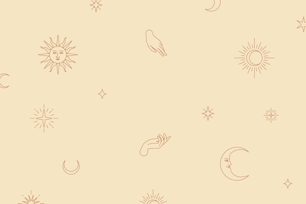 Cute celestial icon vector linear drawing background