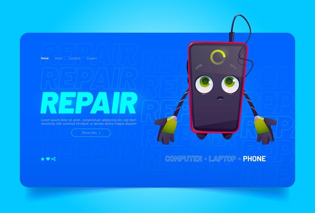 Cute character for smartphone repair service