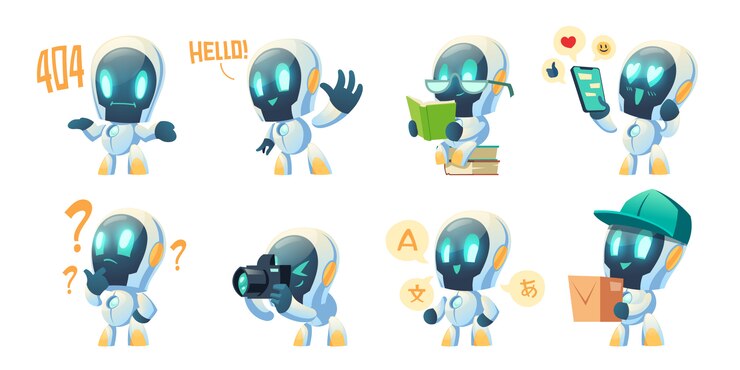 Free Vector cute chat bot cartoon, conversation robot