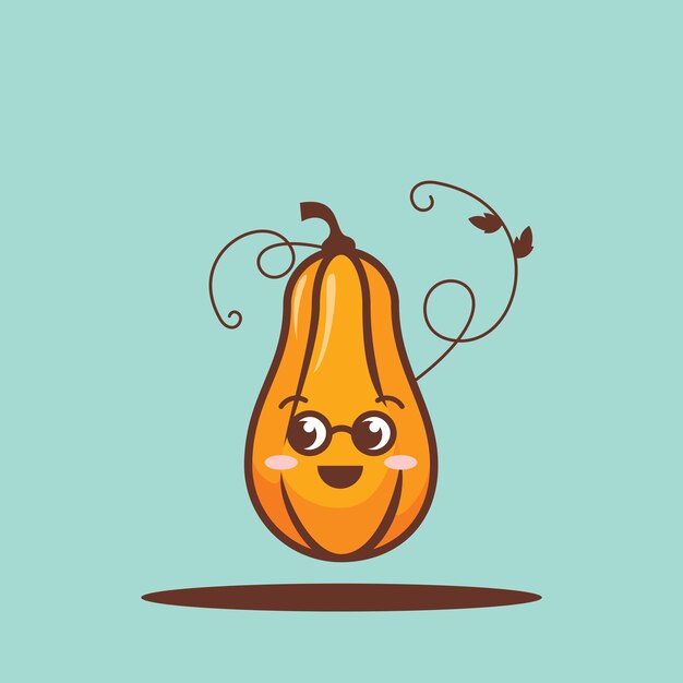 Cute chayote in orange color with nerdy face