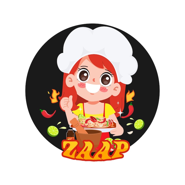 Free Vector cute chef with papaya salad banner logo cartoon art illustration