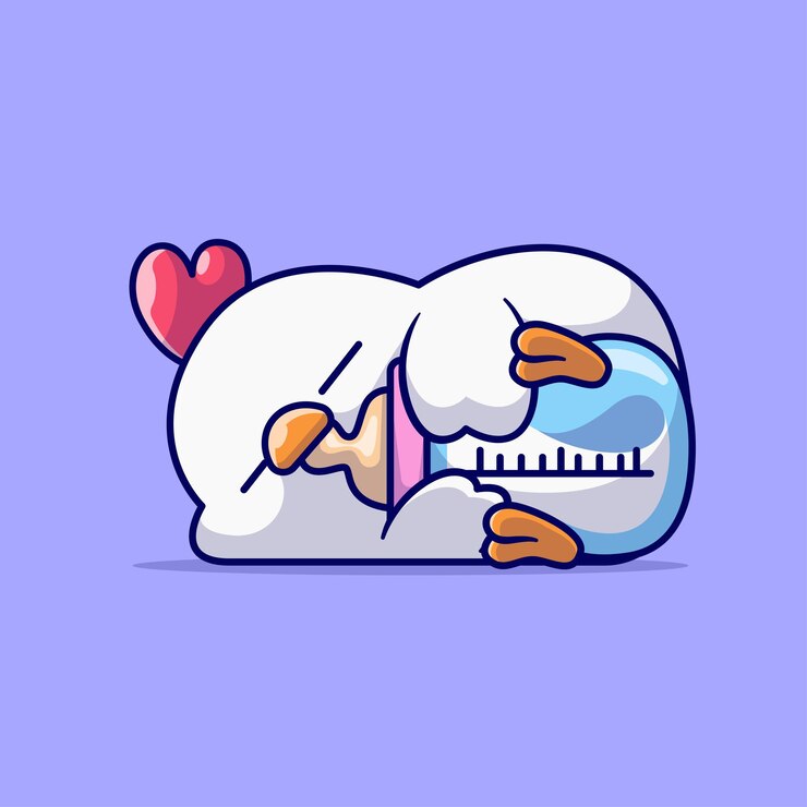 Free Vector cute chicken baby drinking milk cartoon vector icon illustration animal drink isolated flat vector