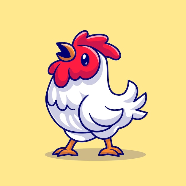 Vettore gratuito cute chicken crowing cartoon icona vettore illustrazione animale natura icona concetto isolato piatto